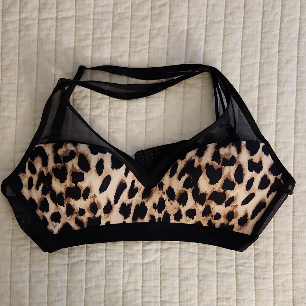 NWOT Victoria's Secret Black and Brown Animal Print Sports Bra